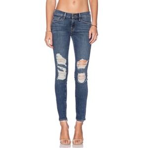 NWT Frame Denim Le Skinny de Jeanne Seville Distressed Jeans Blue Size 29